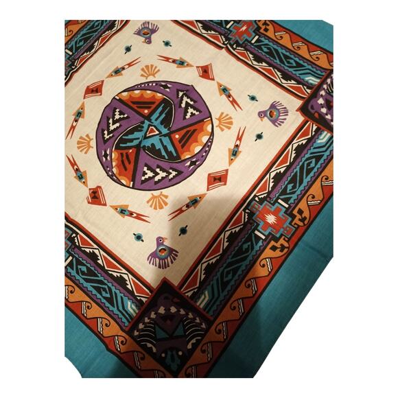 1980s Native American Wamcraft USA Bandana Hankie Scarf Lot 2 Thunderbird READ - Picture 5 of 11